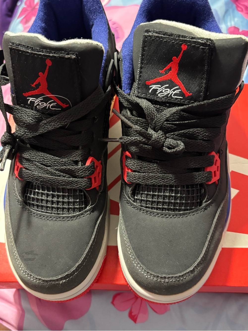 Jordan Kids Black and Red Jumpman High-Top Sneakers with Blue Lining